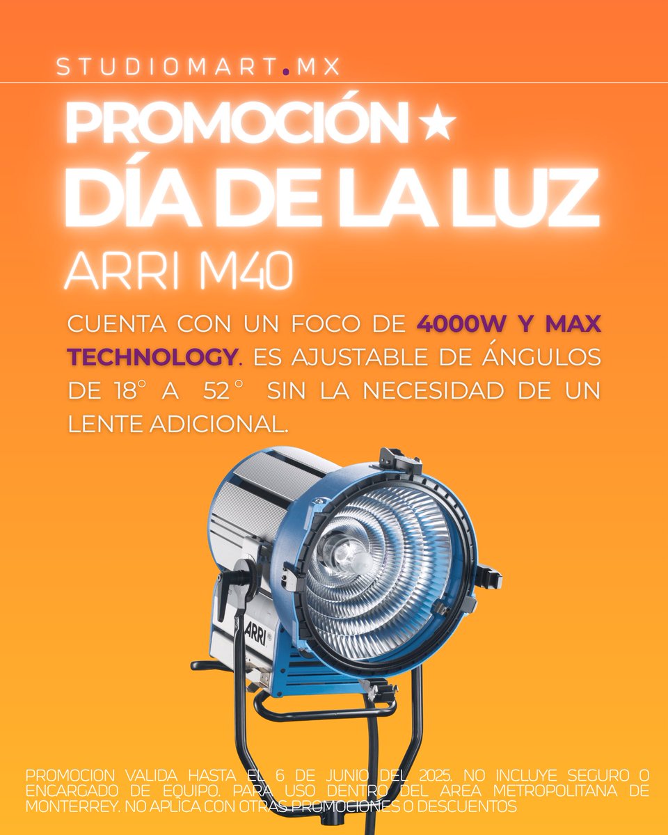 studio_mart's tweet photo. Si contratas a nuestro Gaffer o rentas una planta de luz, te ofrecemos 50% de descuento en la renta de la #ARRIM18 o #ARRIM40 👀

Aprovecha desde hoy para apartar el servicio a través de WhatsApp 📲 8134793650

🔒Válida hasta el 6 de junio de este año. https://t.co/lZ93X520hH