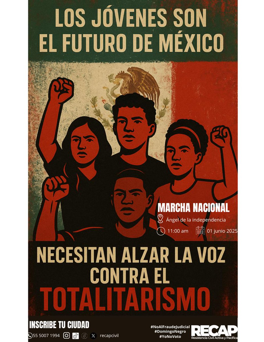 DeniseMeadeG's tweet photo. El 1 de junio marchamos contra la farsa judicial: ¡resultados decididos, elección amañada! No lo legitimemos. #DomingoNegro #NoAlFraudeJudicial #YoNoVoto https://t.co/eFH5SGCdPR