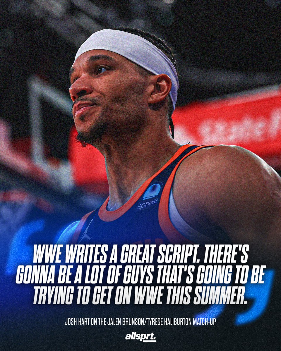 AllSprtCom's tweet image. Josh Hart was asked about the Brunson/Haliburton match-up after the two faced off on WWE television last year. 😂

#nba #wwe