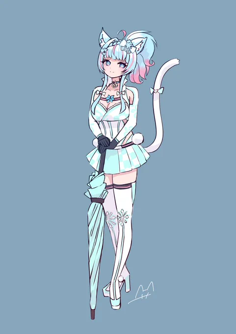 5月18日のリクエストより氷花りの()さん を描かせていただきました目に入った衣装がレースクイーンぽかったのでパラソルのようなものを置いてみました!#氷の推し花 