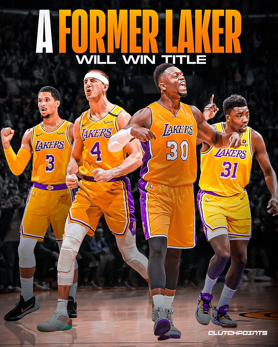 ClutchPoints's tweet image. A former Laker will win the championship this year 🏆
Each team remaining has a player who used to wear the purple and gold:
🏀 Wolves: Julius Randle
🏀 Thunder: Alex Caruso
🏀 Knicks: Josh Hart
🏀 Pacers: Thomas Bryant
Randle and Hart were both young, developing players on…