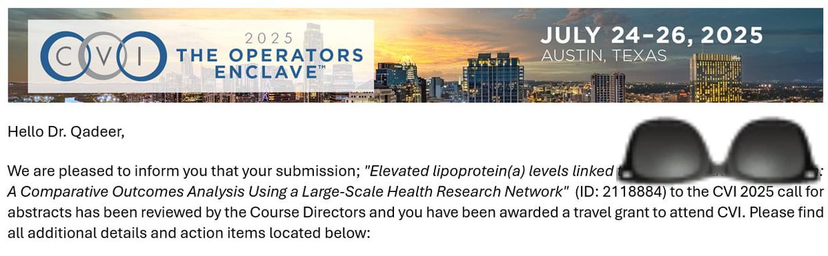 Abdul Qadeer, MD (@abdul_qadeer_md) on Twitter photo Alhamdulillah, accepted with travel grant and 3 nights complimentary room reservation at JW Marriott. Looking forward to this amazing learning opportunity.
<a href="/cvinnovations/">CV Innovations</a> Alhamdulillah, accepted with travel grant and 3 nights complimentary room reservation at JW Marriott. Looking forward to this amazing learning opportunity.
<a href="/cvinnovations/">CV Innovations</a>