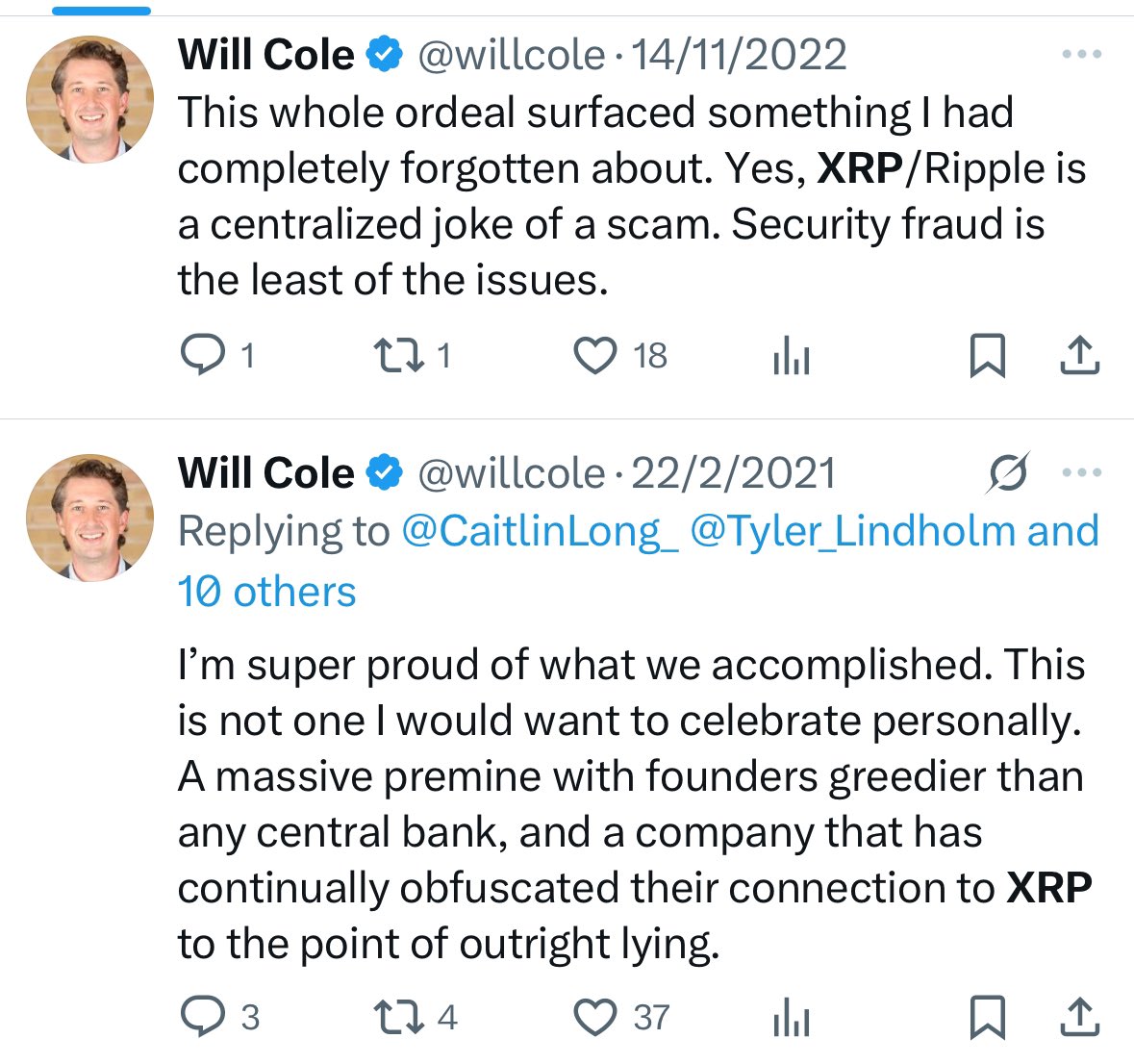 This is what <a href="/SenLummis/">Senator Cynthia Lummis</a> son-in-law thinks about XRP. If she has the same views you can understand why she may not want to meet with <a href="/bgarlinghouse/">Brad Garlinghouse</a> 
Imagine the effect on her inner circle and the criticism.