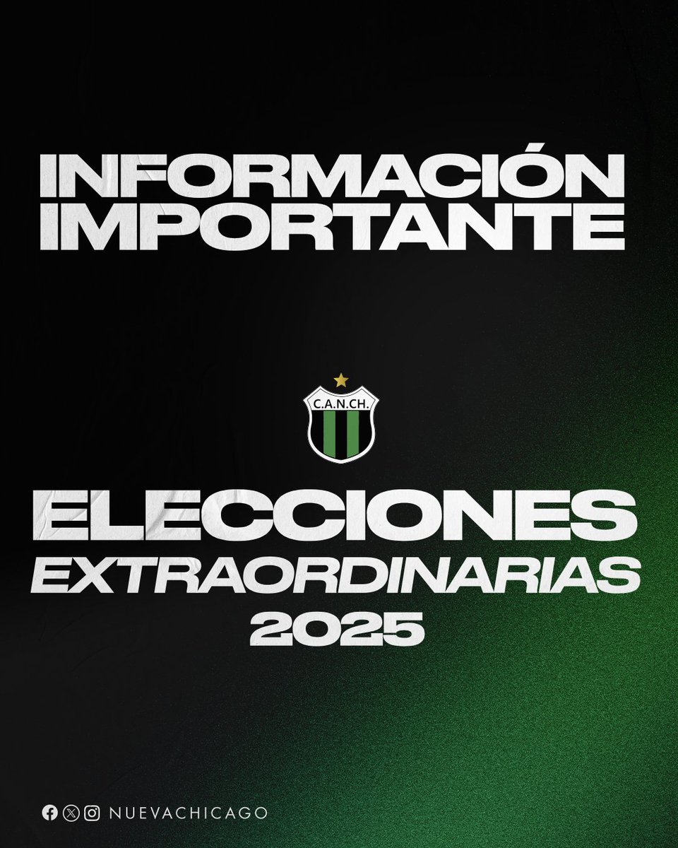 NuevaChicago's tweet photo. En reunión de Comisión Directiva realizada en el día de la fecha, el presidente Juan Ángel Guerra elevó una moción para hacer un llamado a elecciones extraordinarias a fin de completar el mandato de la actual gestión. Expuso que por cuestiones de salud no es recomendable que continúe en el cargo, aunque acompañará todo el proceso eleccionario.

Se propuso que las mismas se celebren el día 24 de agosto de 2025 y dicha moción fue aprobada por mayoría.

Se informarán los pasos a seguir para garantizar el normal funcionamiento y transparencia de las mismas.