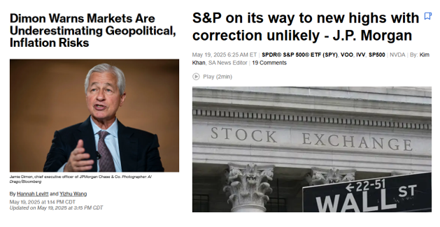 π¨ BREAKING : "JP Morgan: S&P 500 verso un massimo storico, ma il CEO avverte: 'I mercati sottovalutano i rischi'"