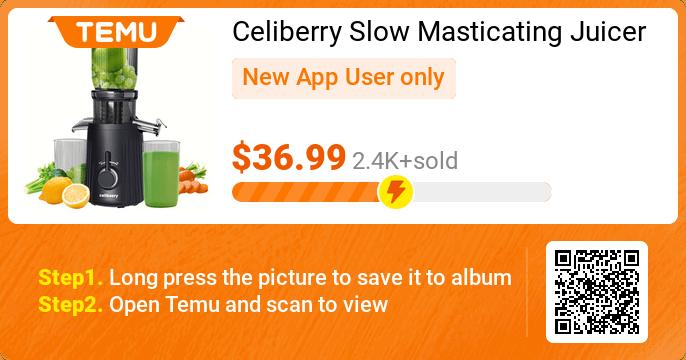 Uncover incredible deals and embrace a seamless shopping spree on Temu! 😊
👉 item link: temu.to/k/pae9azma5es
🎉 Exclusive deal[$36.99]
⚠️ Every New App User can only enjoy once
Celiberry Slow Masticating Juicer with 4.1" Large Feed Chute – Whole Vegetable &amp; Fruit Juice ...
