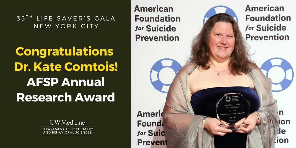 UW Psychiatry (@uwpsychiatry) on Twitter photo Congratulations to Kate Comtois, PhD, winner of <a href="/afspnational/">American Foundation for Suicide Prevention</a>'s Annual Research Award at the 2025 Life Savers Gala. This event honored those who have made a significant impact in the fight to prevent suicide. Congrats, Kate! Congratulations to Kate Comtois, PhD, winner of <a href="/afspnational/">American Foundation for Suicide Prevention</a>'s Annual Research Award at the 2025 Life Savers Gala. This event honored those who have made a significant impact in the fight to prevent suicide. Congrats, Kate!