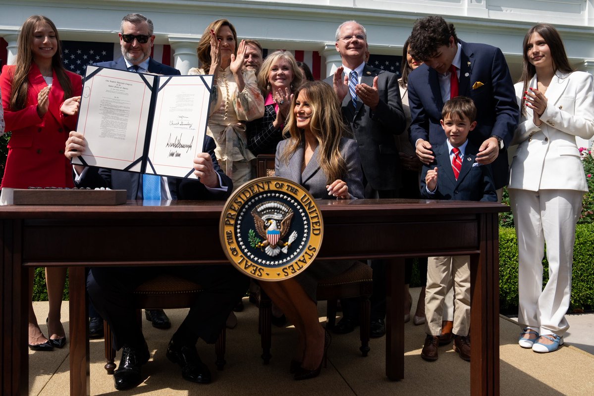 FLOTUS's tweet image. “Today, through the ‘TAKE IT DOWN’ Act, we affirm that the well-being of our children is central to the future of our families and America. I am proud to say that the values of BE BEST will be reflected in the law of the land.” - FLOTUS