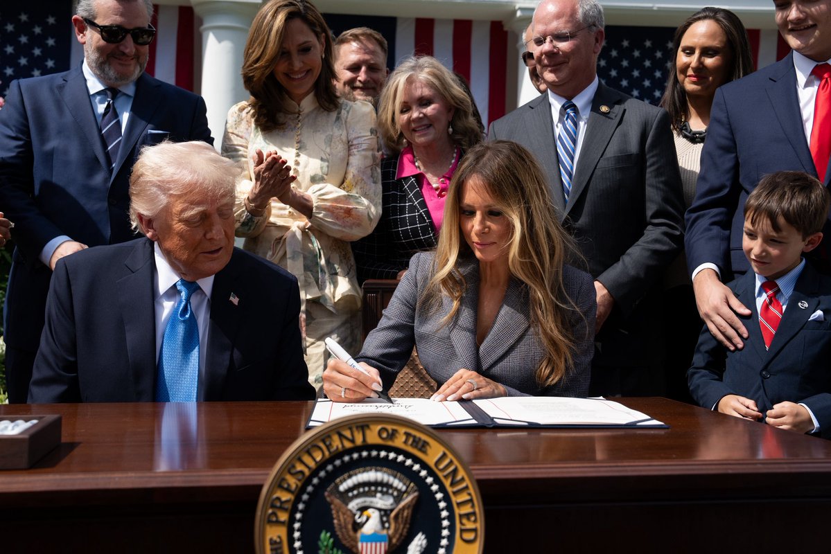 FLOTUS's tweet image. “Today, through the ‘TAKE IT DOWN’ Act, we affirm that the well-being of our children is central to the future of our families and America. I am proud to say that the values of BE BEST will be reflected in the law of the land.” - FLOTUS