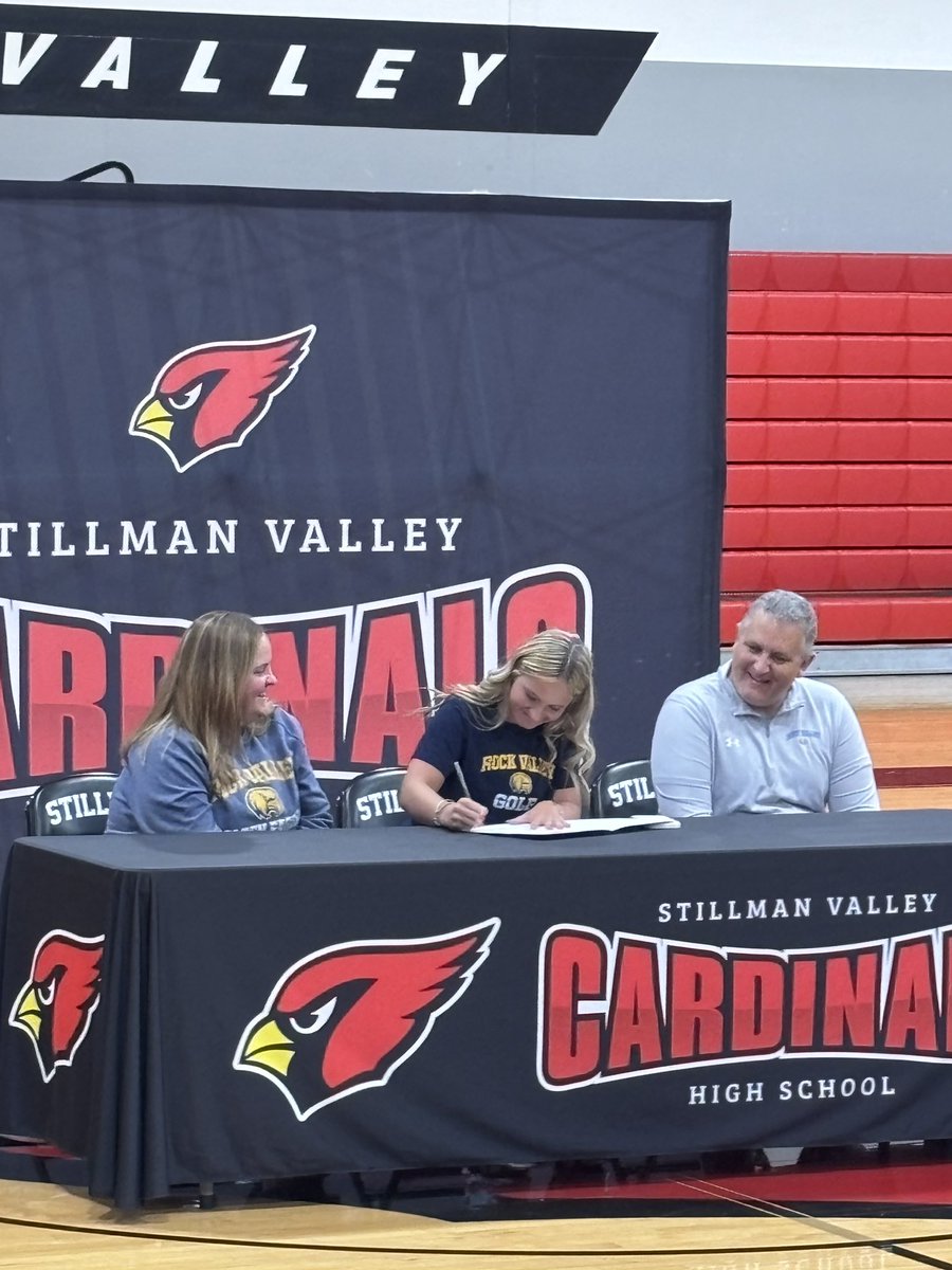 Congrats to Amelia Dunseth on her signing event today at Stillman Valley HS. Super excited to have her joining the Golden Eagles. Let’s Go!!
