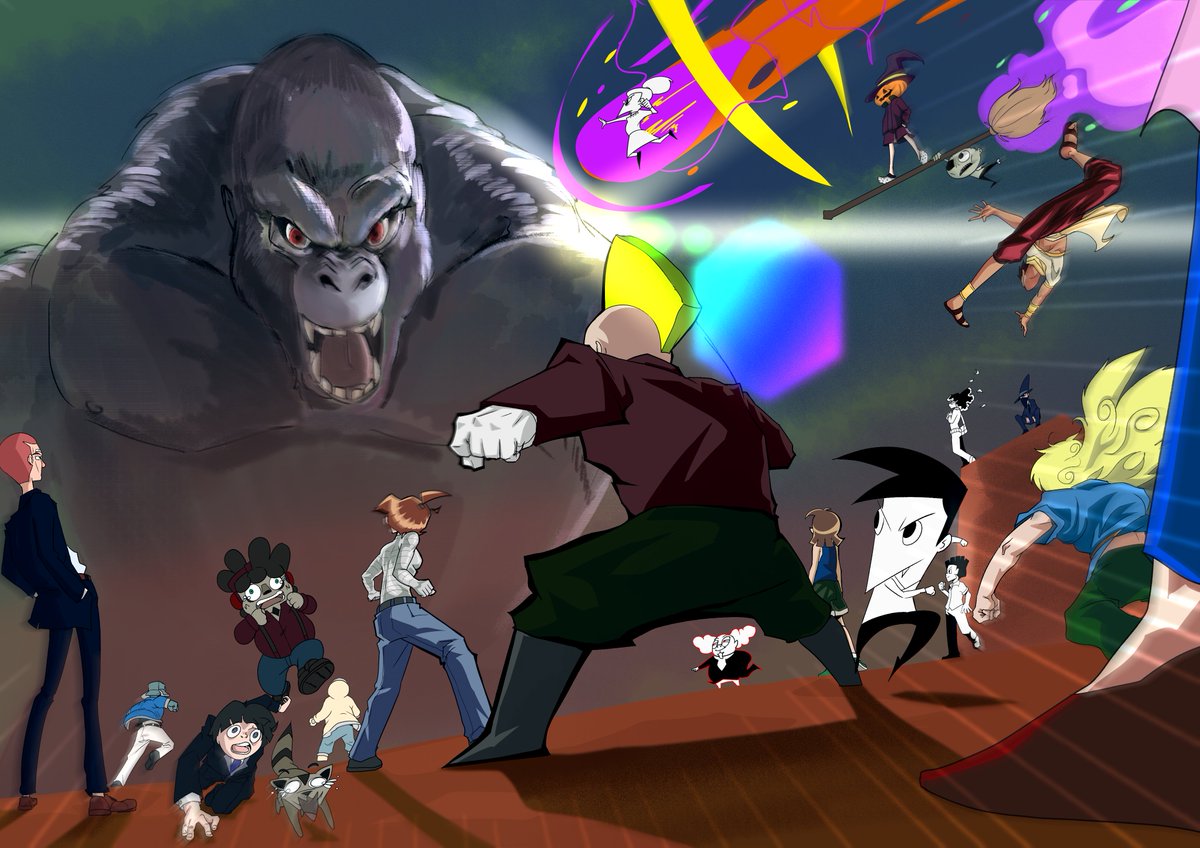 YGKrow's tweet image. 100 unarmed people vs Monkey. The stars of @StudioYGkrow Collide to face their biggest threat yet in the first ever Cross Universe spread. I love it so much it's my desktop background lol.

#Art