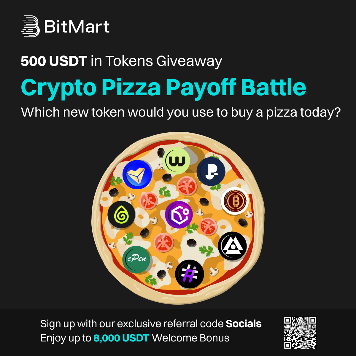 BitMartExchange's tweet photo. 🍕 #Crypto Pizza Payoff Battle is ON! 🍕

Which newly listed token on #BitMart would you use to buy a pizza today? 🍕💸

🔥 Join our TG group, vote for your favorite token, and celebrate #BitcoinPizzaDay with a 500 USDT Crypto Gift in the winner's token!

👇Link in thread

#PizzaDay #CryptoCommunity