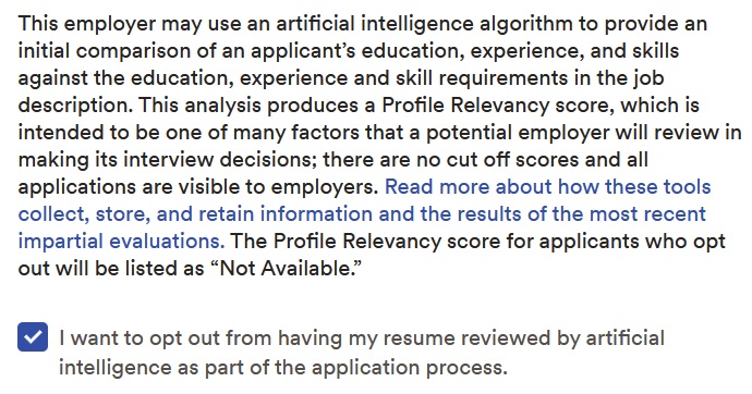 deadinfluencer's tweet photo. It's going to feel pretty quaint in a few years that we were ever given the option to opt out. Still, checking the box probably gets your resume trashed instantly since it makes an HR department do more than the bare minimum. https://t.co/vh6yK1ibvD