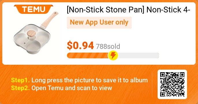 Uncover incredible deals and embrace a seamless shopping spree on Temu! 😊
👉 item link: temu.to/k/plgwfijlsbv
🎉 Exclusive deal[$0.94]
⚠️ Every New App User can only enjoy once
[Non-Stick Stone Pan] Non-Stick 4-Cup Stone Frying Pan - Durable Aluminum, Wooden Handles - ...