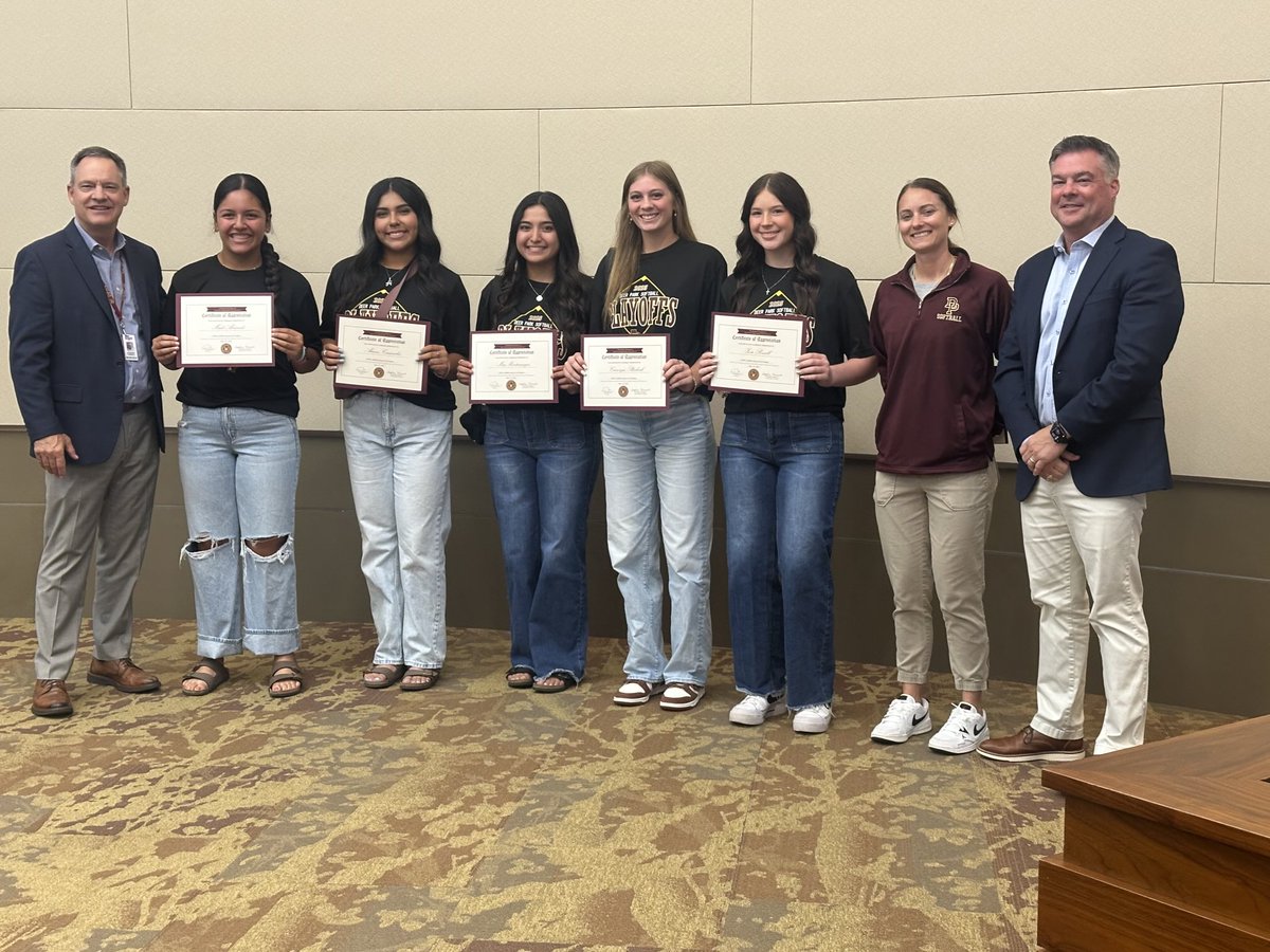 School board honors our Regional Track meet participants and our district winning Softball team!