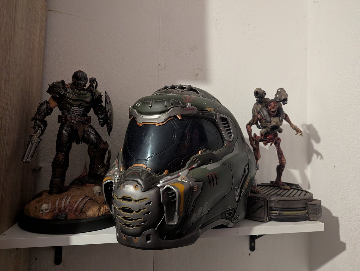 I think I need a better shelf but the trilogy looks fire together #doom #DOOMTheDarkAges #ripandtear #gamer #gaming #PlayStation #xbox #pcgaming
