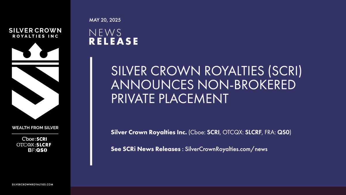 Silver Crown Royalties Announces Private Placement bit.ly/4dnkIUK