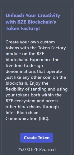 Token Factory👌
You can create your own tradable token for your project. You don't need to be a Dev - Just simple clicks and you are done💪💯

Check it out via the link below
app.getbze.com/factory

$BZE $VDL $BTC $OSMO