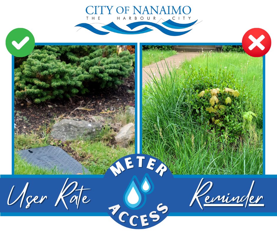 Sunshine, blue skies and long, long green grass! Please make sure that your water meter is clear from any overgrowth and is accessible. Find your meter's location on NanaimoMap! (turn on layers, and then the utilities-water layer to see it) ow.ly/W0YI50VSbBk #Nanaimo #YCD