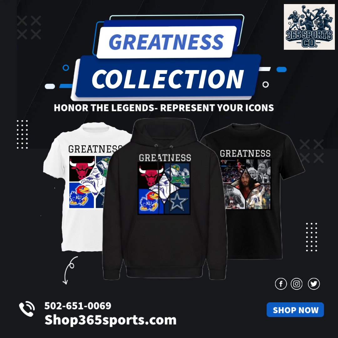 Introducing: The Greatness Collection by 365 Sports Co.
This isn’t just apparel—it’s a tribute to your icons.

Pick your favorite 4 or 5 athletes or teams and rock them on a custom shirt or hoodie that reps your version of greatness.

Available now at
Shop365sports.com