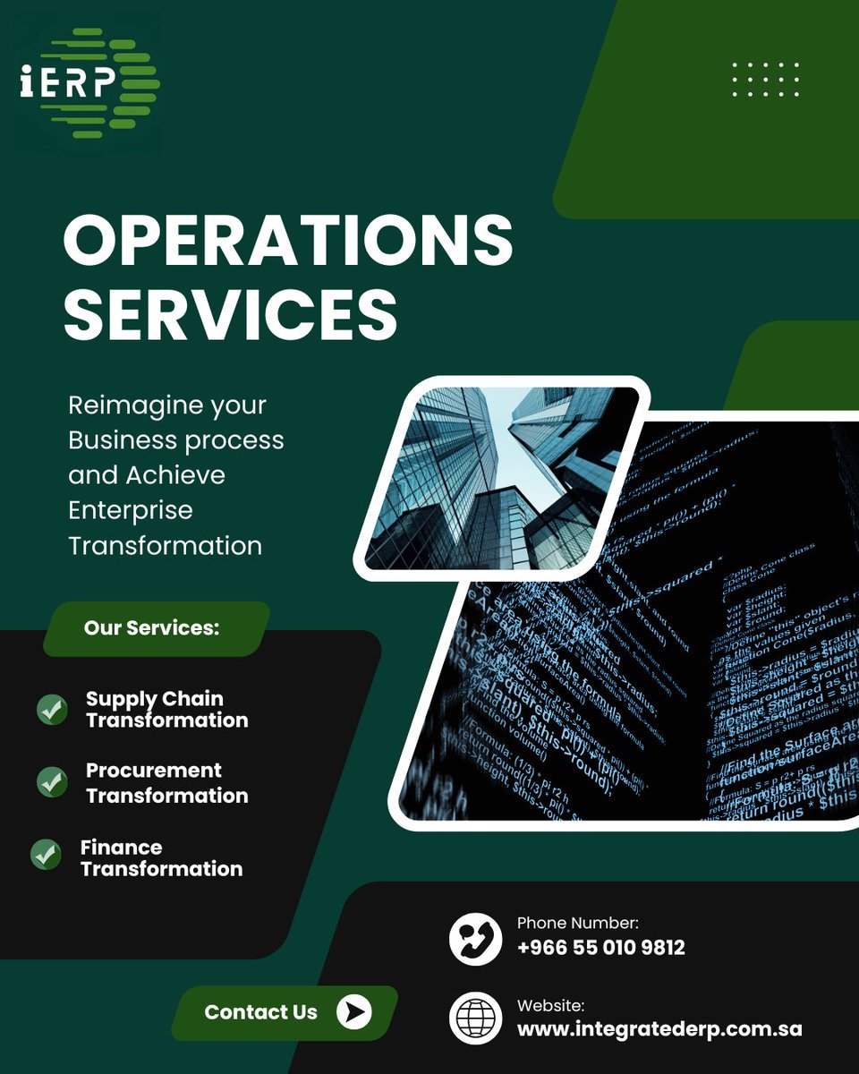 ierpofficial's tweet photo. Streamline Your Business with Expert Operations Solutions.
Learn more at https://t.co/DBrmcKE0RH or contact us:
+966 55 010 9812 | info@integratederp.com.sa
#OperationsServices #BusinessGrowth #EnterpriseSoftware #ERP #SAP #IERP https://t.co/bJfsWSRFPr