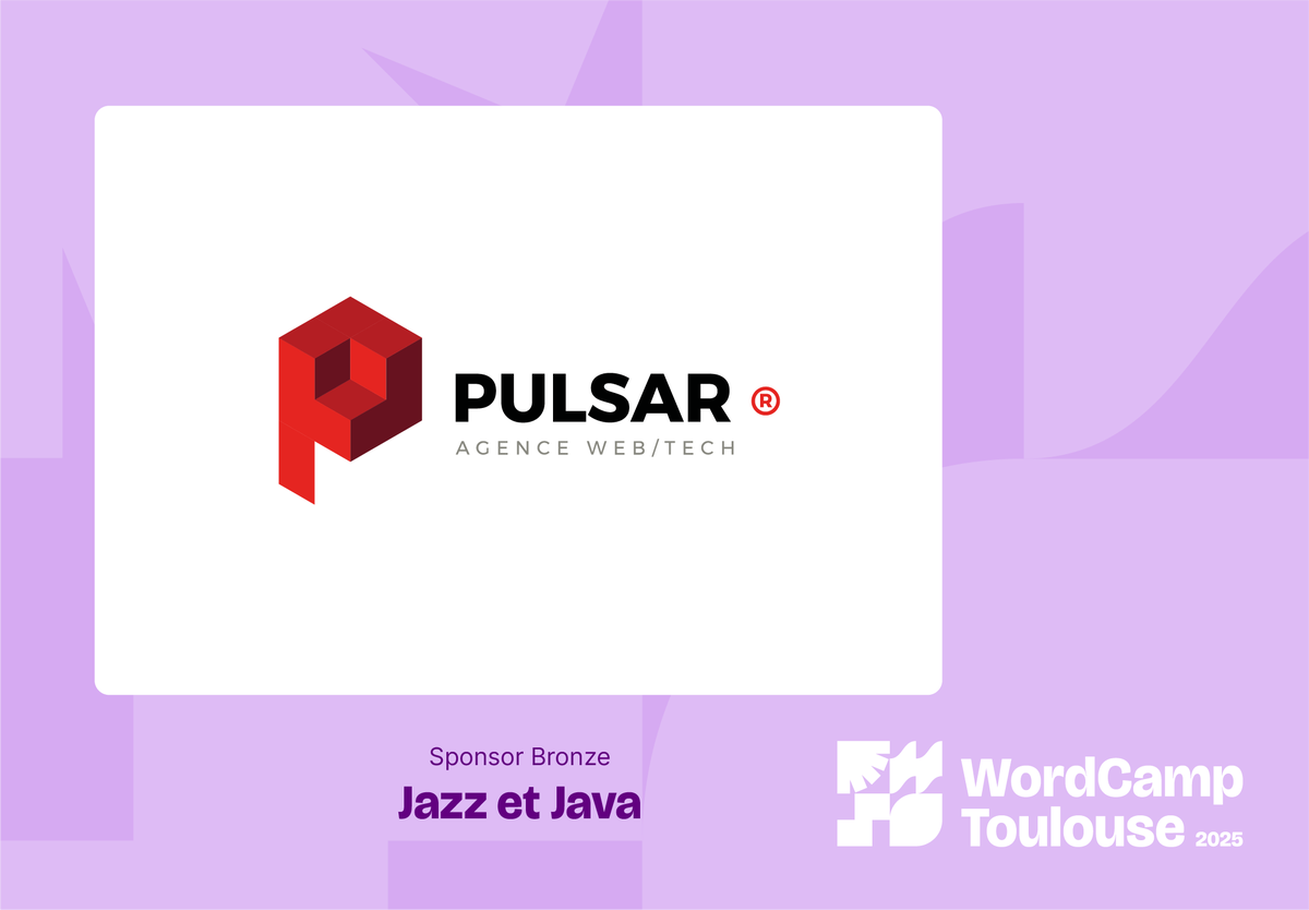 WCToulouse's tweet photo. Merci à notre sponsor Jazz et Java (Bronze) Pulsar agency !

Merci pour votre soutien au WordCamp Toulouse !    

📍 RDV le 23 mai  

👉Plus d'info : https://t.co/bvKrb0w2Wh

#WCToulouse #WordPress #WordCamp #WPFR #WP https://t.co/uFIWWvAcSy