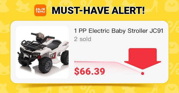 Uncover incredible deals and embrace a seamless shopping spree on Temu! 😊
👉 item link: temu.to/k/pvkgyk0m85u
🎉 Coupon price[$66.39]
1 PP Electric Baby Stroller JC913 6V4. 5AH Longwei Battery Linke Charger, Without Battery