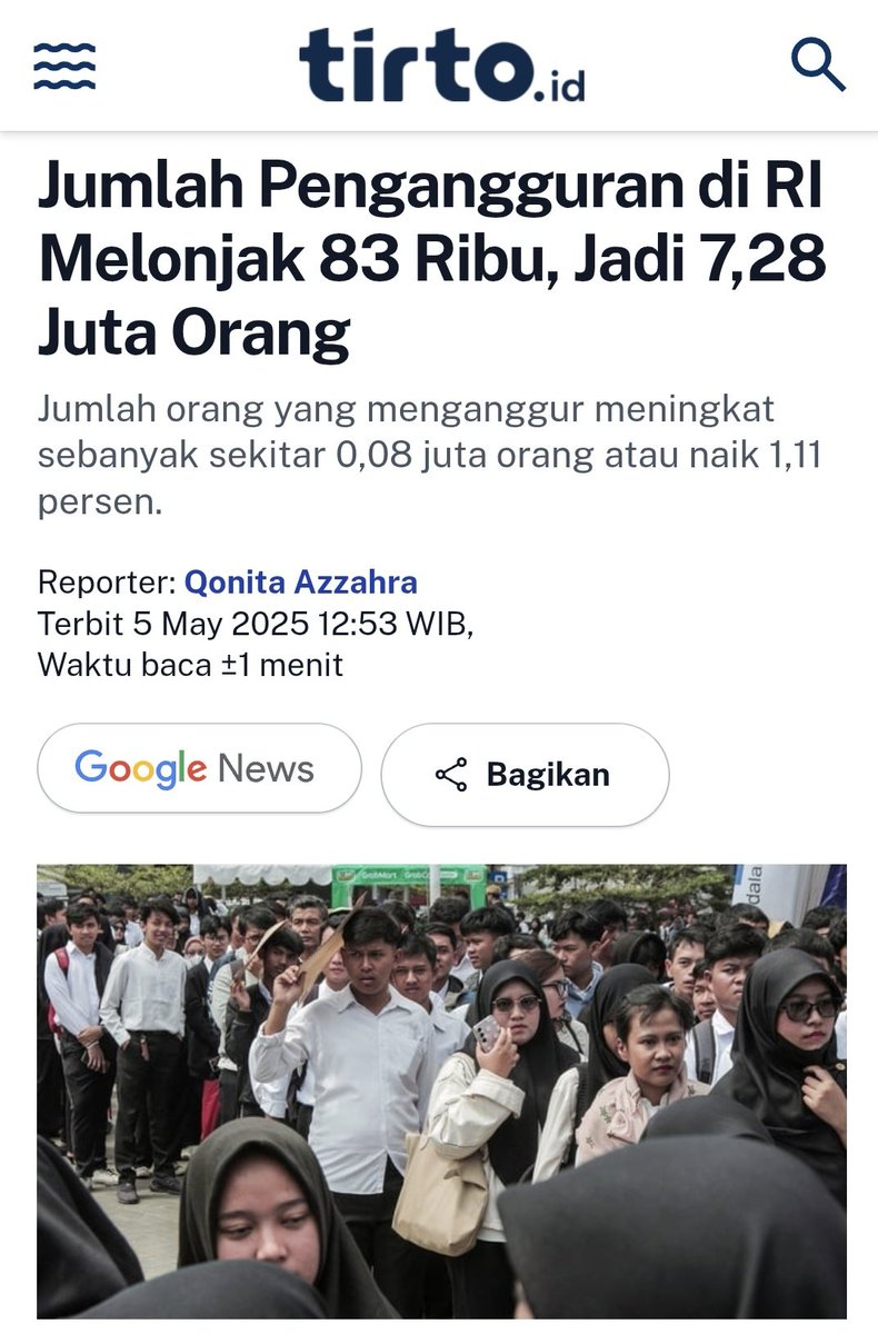 Pemerintah berperan dlm menambah tingkat pengangguran melalui mendes yandri susanti dan kroninya kaban agustomi dg mem-PHK sepihak pendamping desa dg bnyk drama dan tanpa dasar aturan yg baku,selain itu honor april pun blm dibayar pdhl surat cinta 22 april #copotyandrisusanto