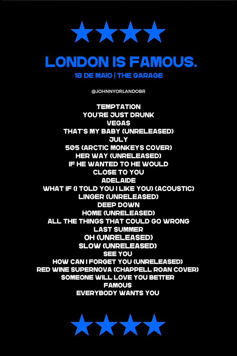 🚨 Confira a setlist do show 'London is Famous'.