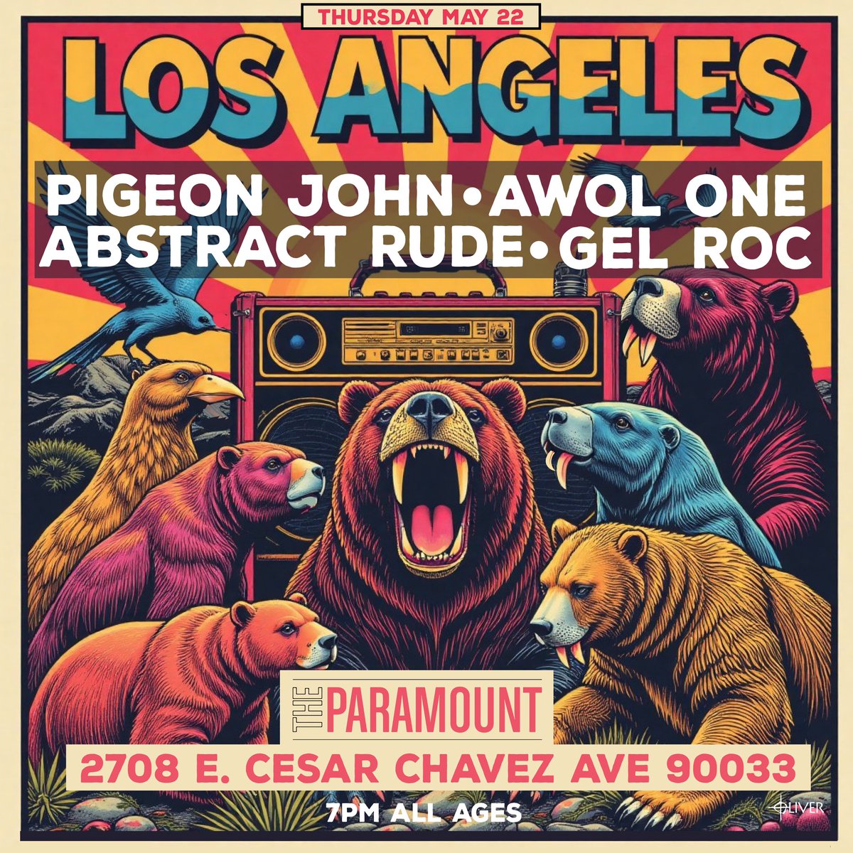 THURSDAY IN L.A! 
<a href="/abstractrude/">Abstract Rude</a> <a href="/dothepigeon/">dothepigeon</a> <a href="/GEL_ROC/">GEL ROC</a> TIX:

dice.fm/partner/dice/e…