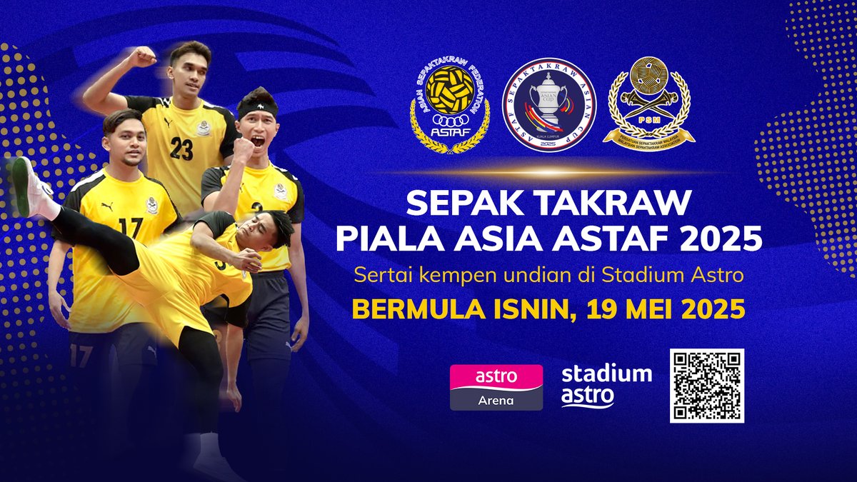 ASTROARENA's tweet photo. Rejaman siapa paling mantap di Piala Asia ASTAF 2025??

Imbas kod QR di bawah dan buat pilihan anda daripada 8 calon terpilih SEKARANG!!

#PialaAsiaASTAF #StadiumAstro https://t.co/N7wrdjE1Z8