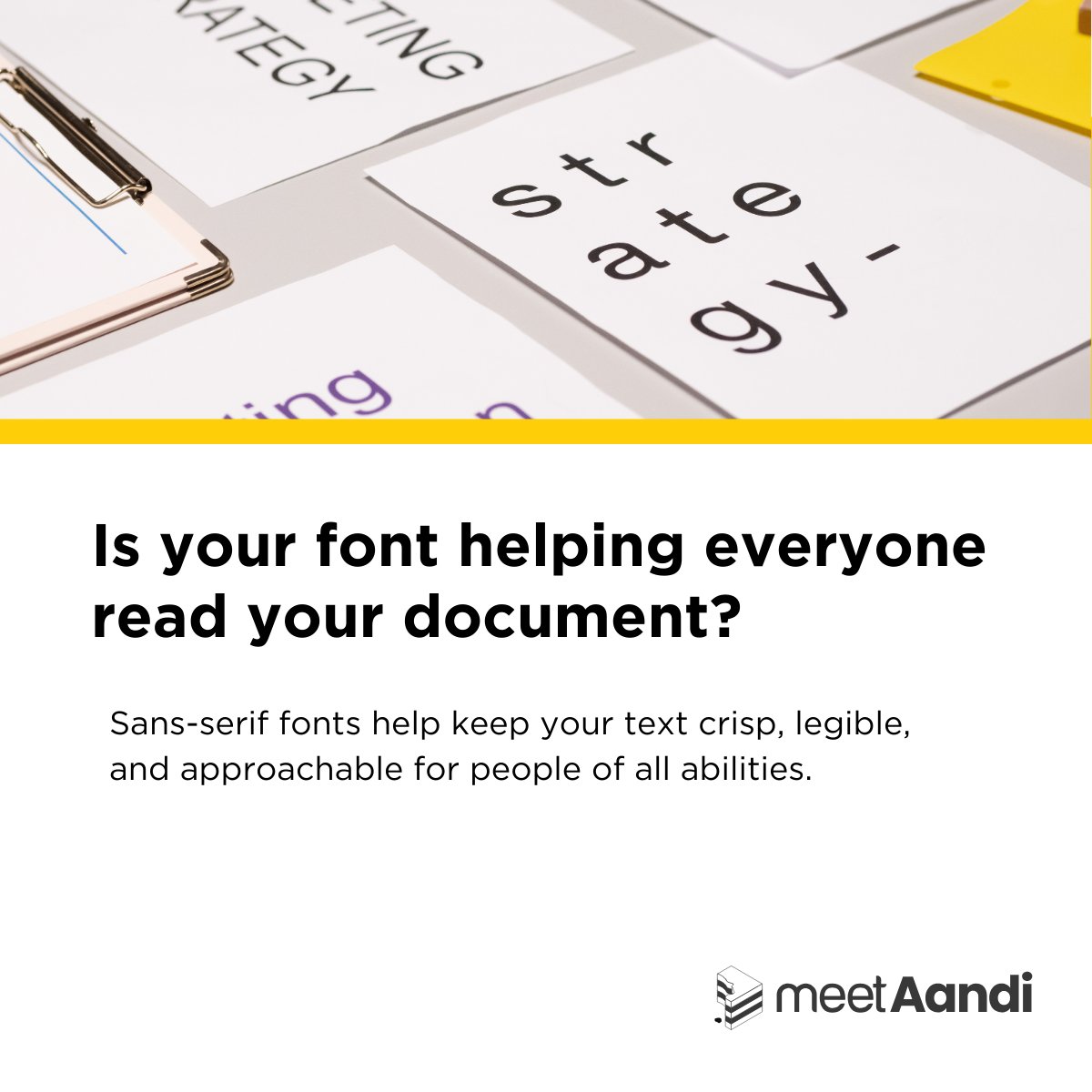 TaggedPDF's tweet image. Sans-serif fonts are clearer and easier to read on screen. They help keep your content more accessible for everyone.

#AccessibleDesign #InclusiveTypography