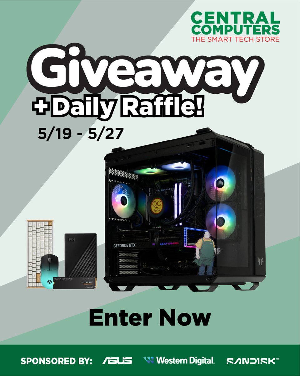 centralcomputer's tweet photo. We're giving away hard drives, premium gaming gear, and even a full gaming PC during @FanimeCon weekend!
 
Enter our Grand Giveaway where we have four prizes up for grabs:

1. Gaming PC - Ryzen 7 7700X, RTX 5060 Ti, 32GB RAM, 1TB WD_BLACK SN850X SSD & more
2. WD_BLACK SN850X 4TB NVMe SSD
3. WD My Passport 1TB (Black) Portable HDD
4. Gaming Peripheral Bundle - Keychron K2 HE (White), Lamzu x Aim Labs Maya X, ESPTiger ICE V2 Skates for

#fanimecon2025, #fanimecon, #fanime, #bayareaevents, #Maya X, #ESPTigerHardMousepad #WesternDigital

Click below to enter now!
https://t.co/WvJbO1DXaY