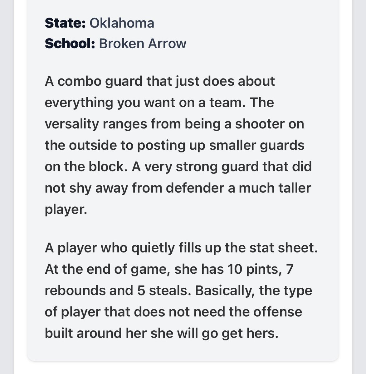 ✍️ 2028 5-9  Emma Campbell <a href="/EmmaC2028/">Emma Campbell</a> |(Broken Arrow OK) by Coach Vick of <a href="/PGHOklahoma/">Prep Girls Hoops Oklahoma</a> 
2028 Tulsa JYD Crimson White (4-0)
Clash of the Clubs HTX May 16-18
🔗 prepgirlshoops.com/2025/05/clash-…