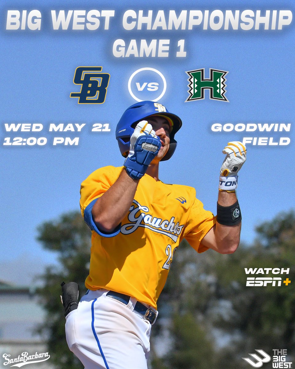 UC Santa Barbara Baseball (@ucsb_baseball) on Twitter photo ๐๐ข๐ง ๐จ๐ซ ๐ ๐จ ๐ก๐จ๐ฆ๐. โ๏ธ
The Gauchos open up the <a href="/BigWestSports/">The Big West</a> Championship Tournament on Wednesday with a play-in game against the Rainbow Warriors at Goodwin Field!
#GoChos ๐๐ข๐ง ๐จ๐ซ ๐ ๐จ ๐ก๐จ๐ฆ๐. โ๏ธ
The Gauchos open up the <a href="/BigWestSports/">The Big West</a> Championship Tournament on Wednesday with a play-in game against the Rainbow Warriors at Goodwin Field!
#GoChos