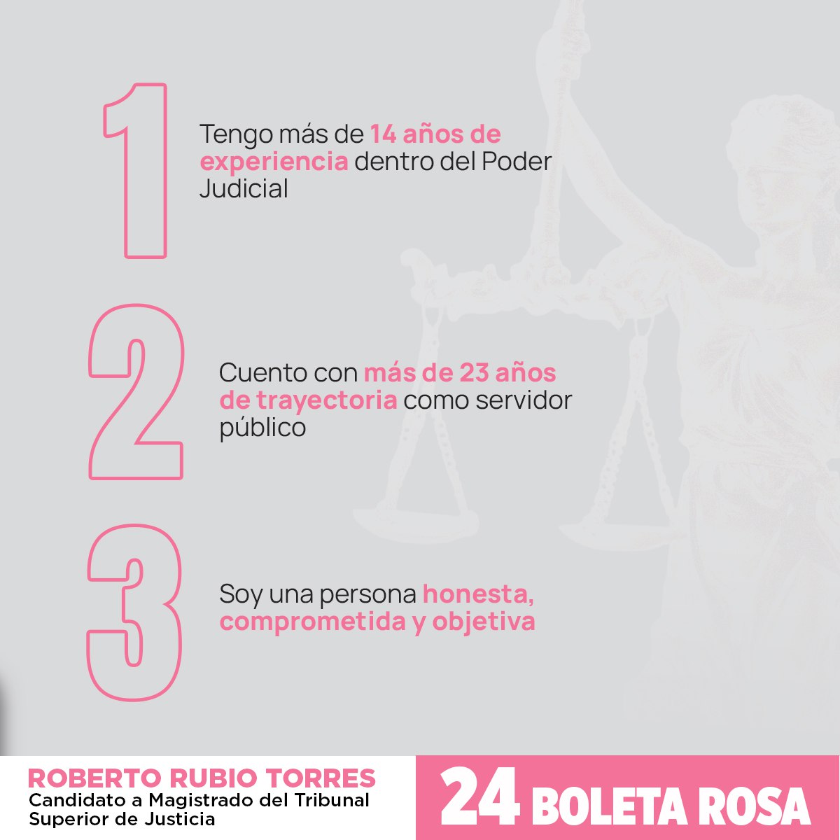 robertort1978's tweet image. Quiero paz social para Colima y puedo contribuir a ello desde el Tribunal Superior de Justicia. Tengo el compromiso, la experiencia y vocación. 

Vota 24 en tu boleta rosa.

#RobertoRubio #BoletaRosa #24
#PoderJudicial #EleccionesPoderJudicial #Colima