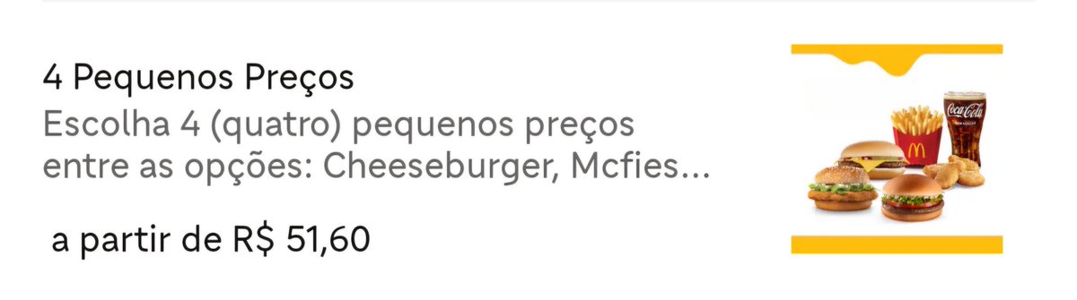 celaobh's tweet photo. @McDonalds_BR Pequenos preços custar A PARTIR de 51 reais é um assalto!!! https://t.co/Izui0Go7fE