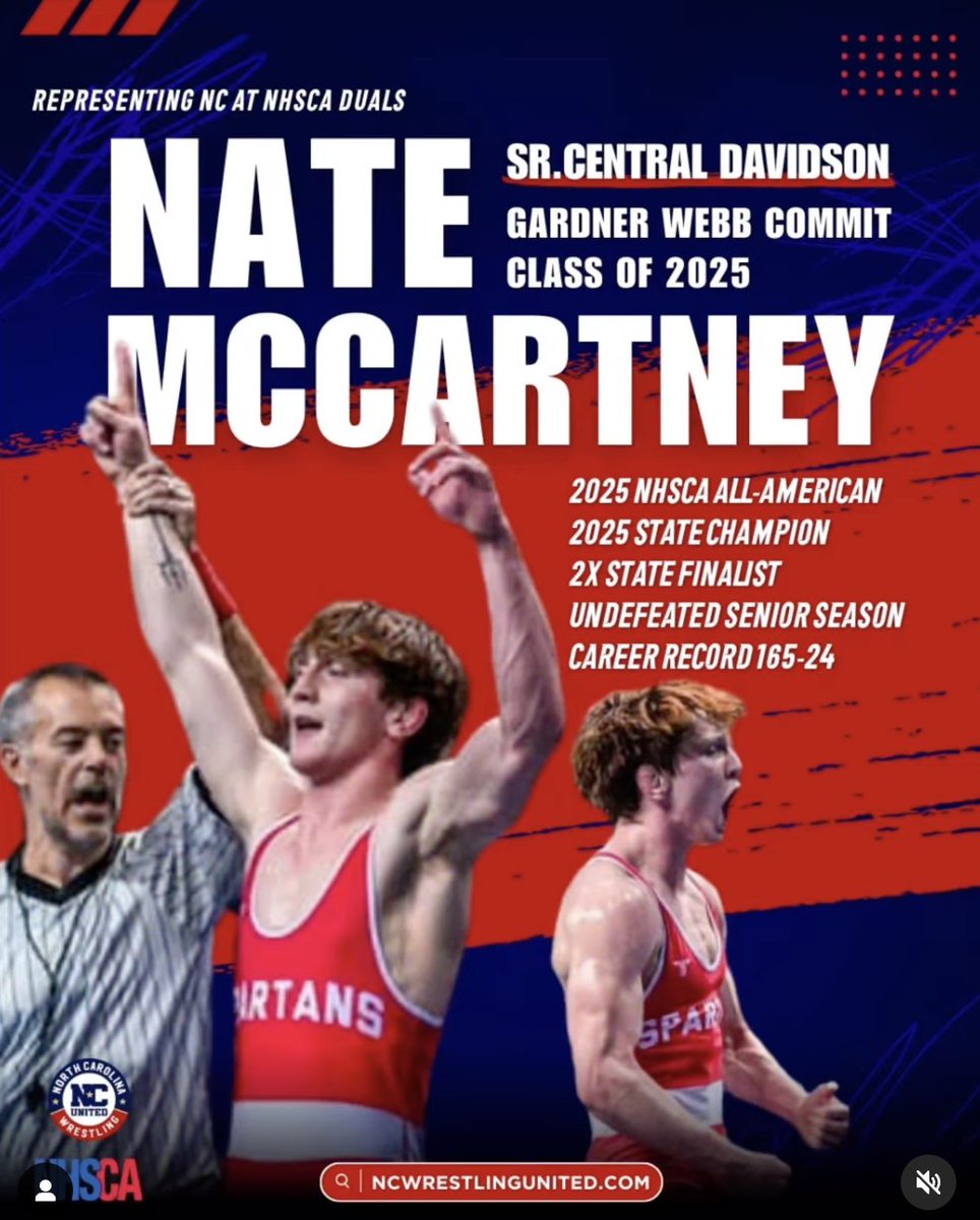 🔒 Nate McCartney Locked In at 163!

McCarthy, a a senior from Central Davidson, joins the NC United National Team after closing out an undefeated 49–0 senior season.

The 2025 NCHSAA 3A state champion was also a runner-up as a junior and placed 4th as a sophomore—compiling a
