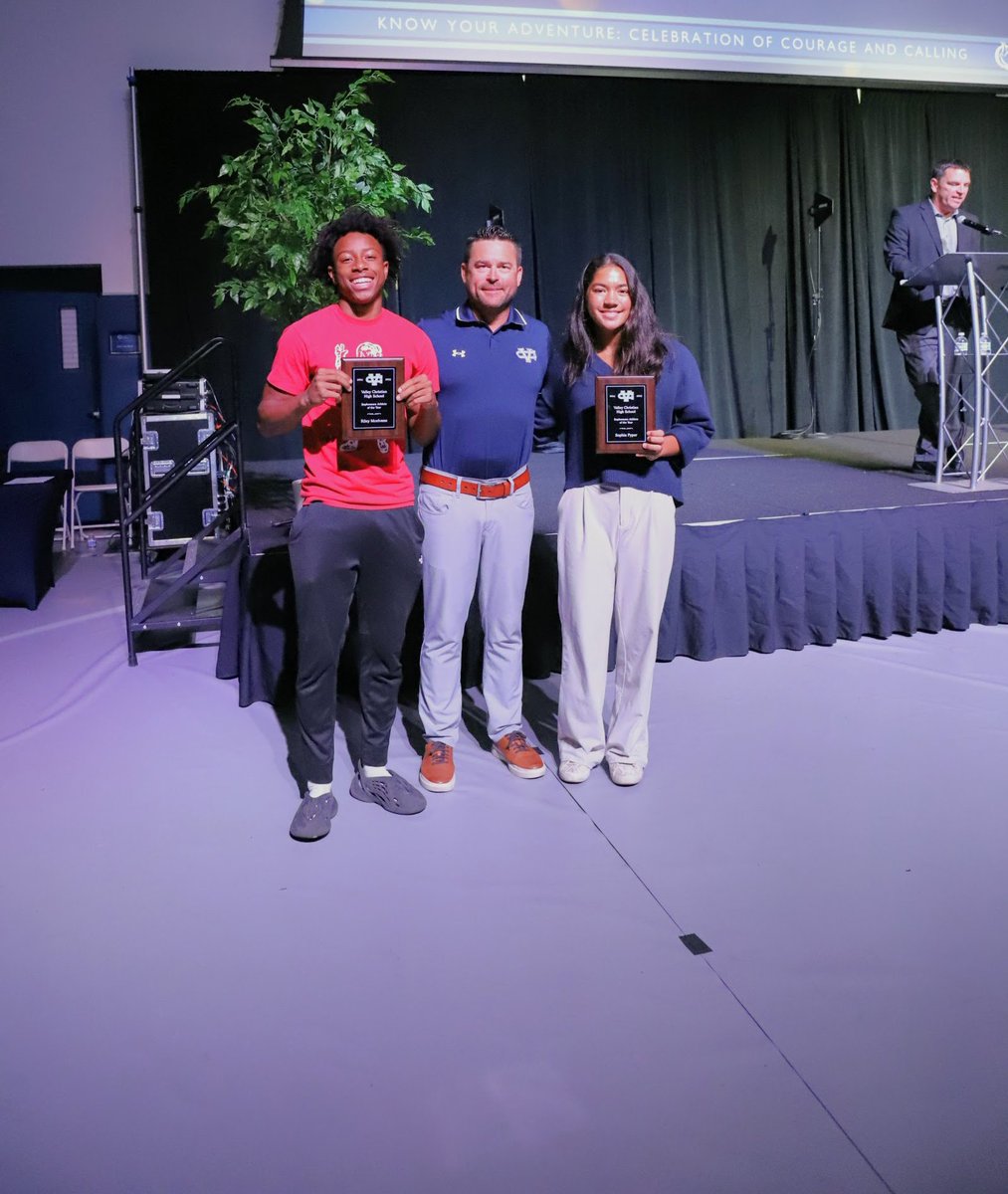 VCHS_FB's tweet photo. Big day for Warrior Football at the Principal Awards!
• Aaron Vander Veen – Male AOTY
• Riley McElvane – Sophomore AOTY
• Baylor Stutzmann – Freshman AOTY
• Jerod White – Appointed to the U.S. Air Force Academy
Proud of you all! #WarriorStrong #VCFootball https://t.co/vADn9LSYZb