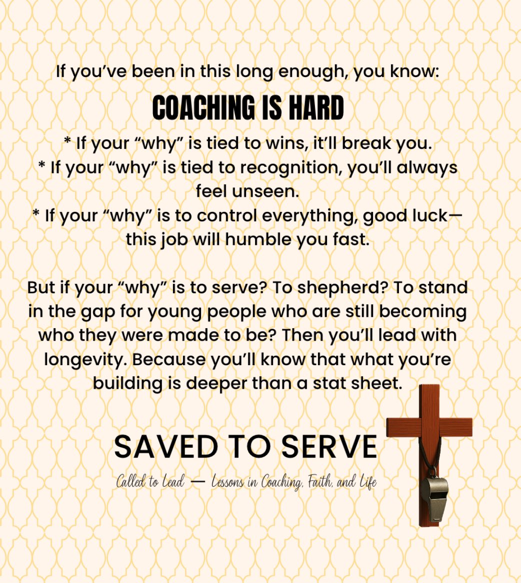 “Saved to Serve: Called to Lead — Lessons in Coaching, Faith, and Life”  GET IT HERE: coachedbychrist.com/book OR ON AMAZON DIRECTLY: a.co/d/9BkFipE