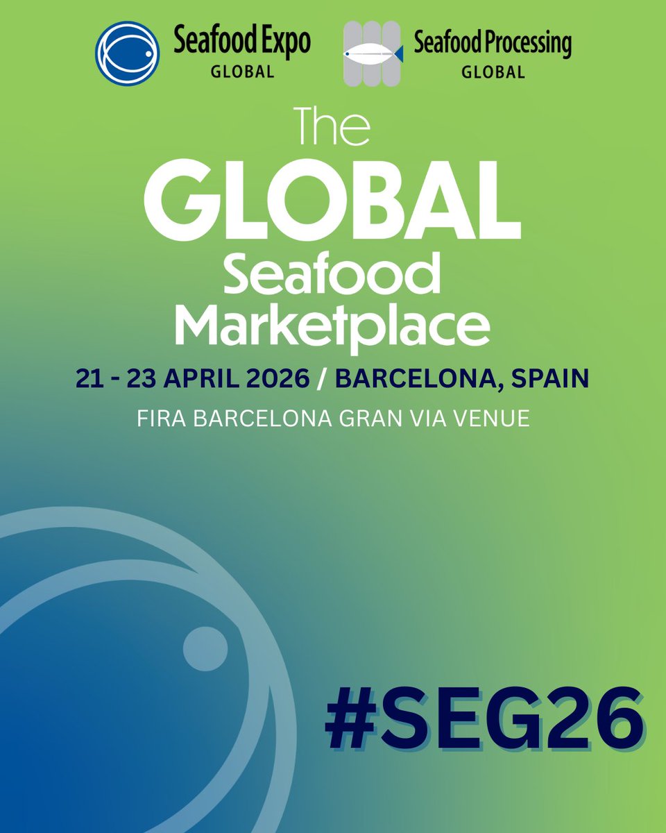 After a successful #SEG25, Seafood Expo Global/Seafood Processing Global is happy to announce its return to Barcelona, Spain:

21-23 April 2026

Did you miss this year's event? Visit our website to learn more about the world's LARGEST seafood trade event: seafoodexpo.com/global/