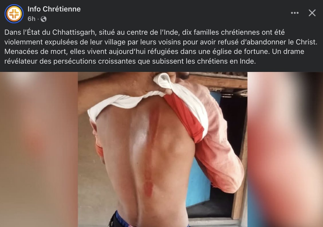 LaBiblesurlenet's tweet photo. En Inde, des familles chrétiennes sont battues pour ne pas avoir renié Jésus. https://t.co/FHGddQGfuj