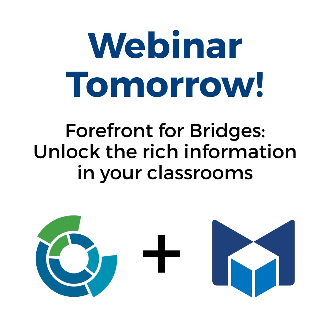 Webinar tomorrow!

Learn how Forefront helps Bridges teachers use assessment data to collect, visualize, and share data.

11:00 a.m. PDT | 45 minutes
With MLC + Forefront
Register: us02web.zoom.us/webinar/regist…