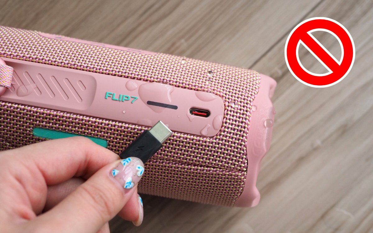 📢スピーカーが濡れた時は、ここに気をつけて！ ①水がついたまま(特に