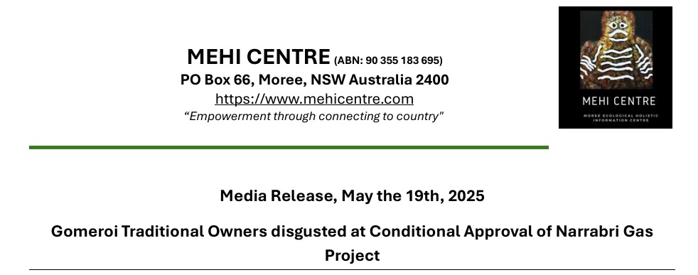 #Gomeroi Traditional Owners disgusted at Conditional Approval of Narrabri Gas  Project
Every Gas Well will Leak
850 holes through the Artesian Basin
Tonnes of Salt
Disrespecting the #HumanRights of indigenous people
Contributing to a #ClimateEmergency