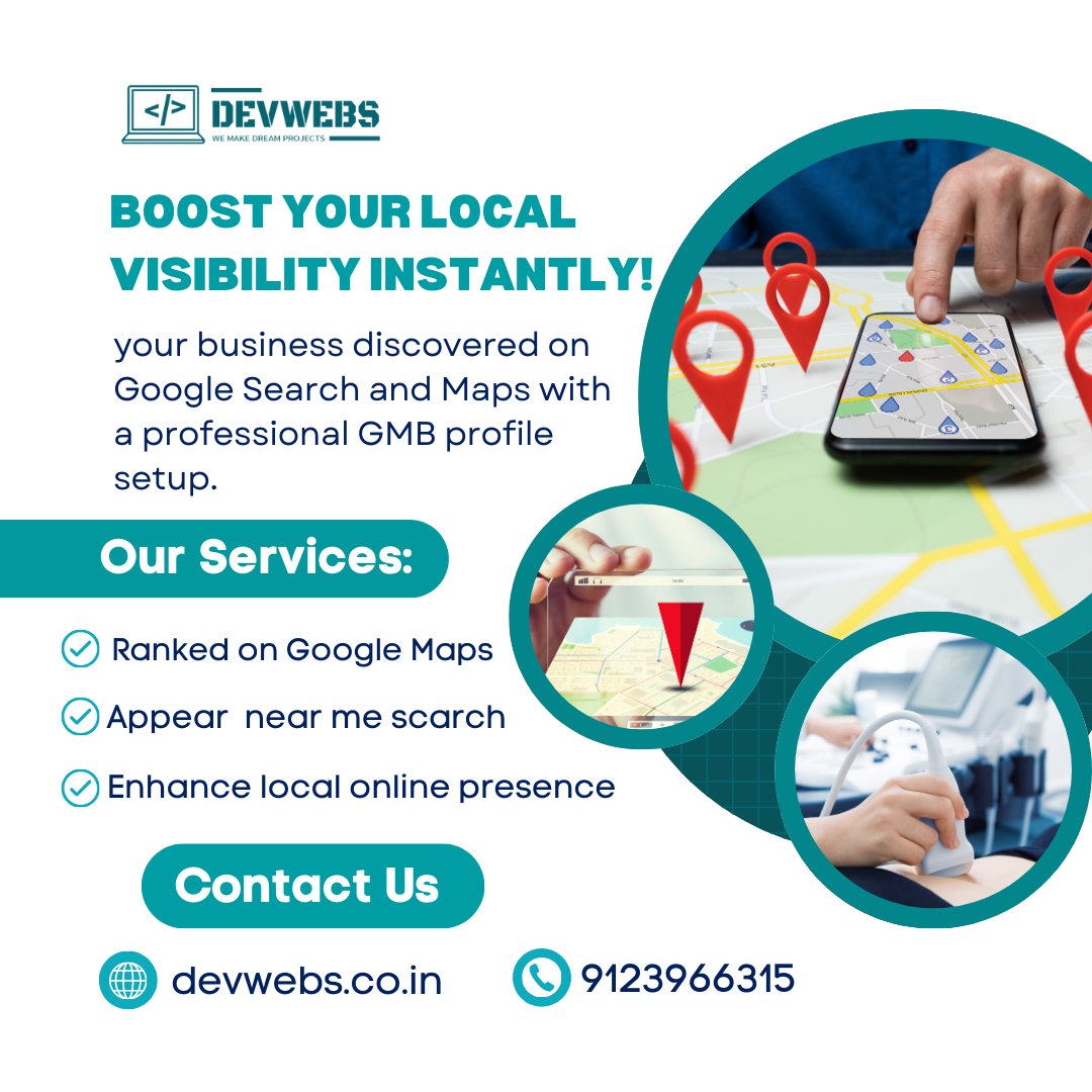 DevwebsS's tweet image. 📍 Get listed on Google the smart way!
 We help your business appear in local searches with a verified #GoogleMyBusiness profile.

🌐 devwebs.co.in | 📞 9123966315

 #LocalSEO #GMBSetup #BusinessOnGoogle #Devwebs #MillionViews #MarketingSolutions #SMBVisibility