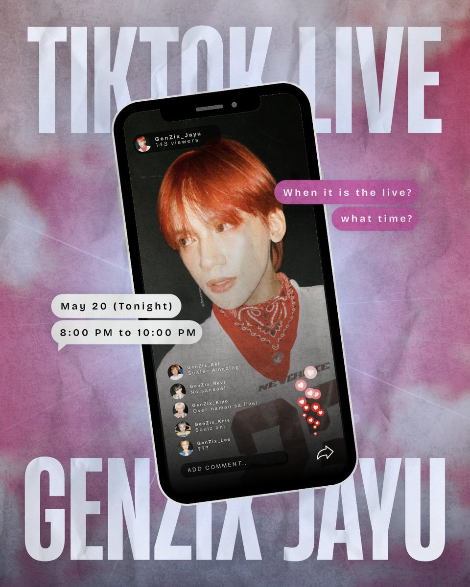 GenZixOfficial's tweet photo. [TikTok Live] #GenZix_Jayu

GenZix Jayu is going LIVE later on TIKTOK! 🖐️ Come hang out and have some fun with us! 🫶

#GenZix #GenZix5Seconds #GenZixReCreate https://t.co/CrSaAhZRiY