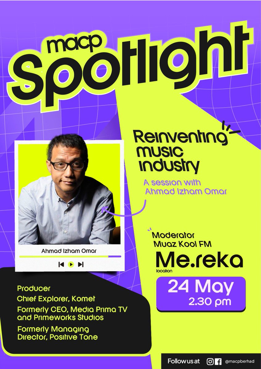 FREE event for my music industry friends in Malaysia! Please register yourself and get all the useful insight here!

FREE ENTRY!

📍 Me.reka @ PUBLIKA
📅 Sat, 24 May 2025
🕝 2:30 PM

Register here: forms.gle/qCsCoEgVMv9KzE…