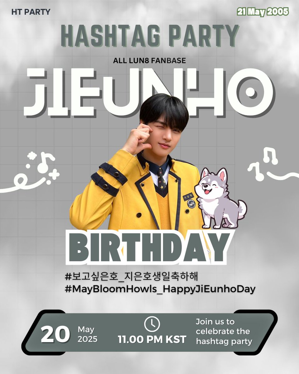 lun8_id's tweet photo. JIEUNHO HT party🎉🐺

Join us as we celebrate JiEunho b'day🐺

📆2025.05.20
🕛11PM KST🇰🇷
[21:00 WIB🇮🇩]

HT:
#.보고싶은호_지은호생일축하해
#.MayBloomHowls_HappyJiEunhoDay

⚠️To use  just remove the dot on the hashtag

HELP RT
🚫Do not use hashtags before the specified time

#루네이트 #LUN8 #JiEunHo #지은호  #LUN8_ID @LUN8_members @LUN8_official
