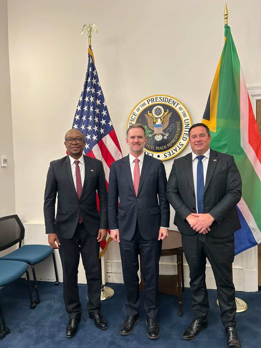 [RECAP]: We met with U.S Trade Representative 🇺🇸 Amb. Jamieson as part of working 🇿🇦🇺🇸  visit preparations ahead of President <a href="/CyrilRamaphosa/">Cyril Ramaphosa 🇿🇦</a>  meeting with President Trump. Discussions focused on aligning trade &amp; investment priorities to deepen bilateral ties
#SAinUSA🇿🇦🇺🇸